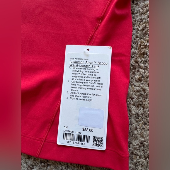 NWT lululemon align scoop tank lulu red - Picture 5 of 5